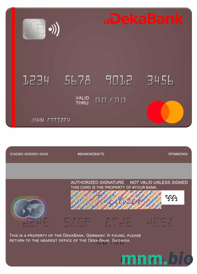 Germany Deka Bank przykład karty mastercard w formacie PSD